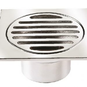 Floor Drain - Square 90mm Tapered Chrome Plated Brass