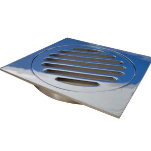 Floor Drain - Square 100mm Chromed Brass - 10mm Collar