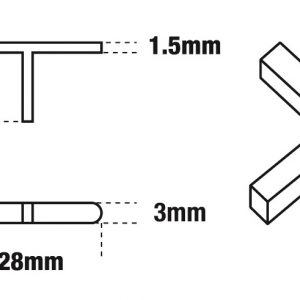 T Spacers 1.5mm X 500 Bag 1.5X28X3mm