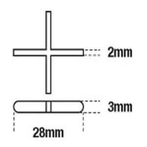 Alternative view of Cross Spacers 2mm X 500