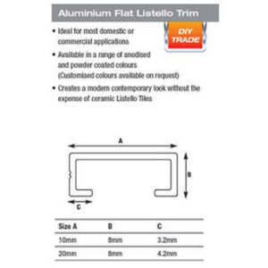 Alternative view of 2 Metre Listello Trim 20mm Matt Silver