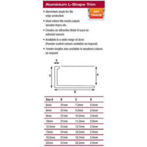 Alternative view of 3 Metre Aluminium Angle 10mm Bright Gold
