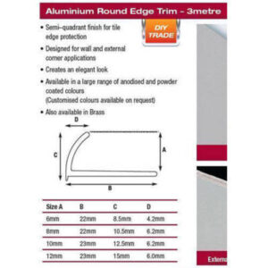Alternative view of 3 Metre Round Edge Aluminium 10mm White