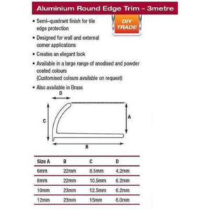 Alternative view of 3 Metre Round Edge Aluminium 12mm Plain