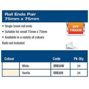 Alternative view of Rail Ends - 75 X 75 White