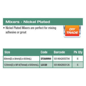 Alternative view of Mixer- Nickel Plated 120X600mm - M14 Thread