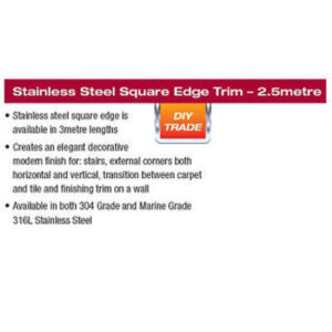 Alternative view of S/Steel Sq/Edge 10mmx 3M G316L